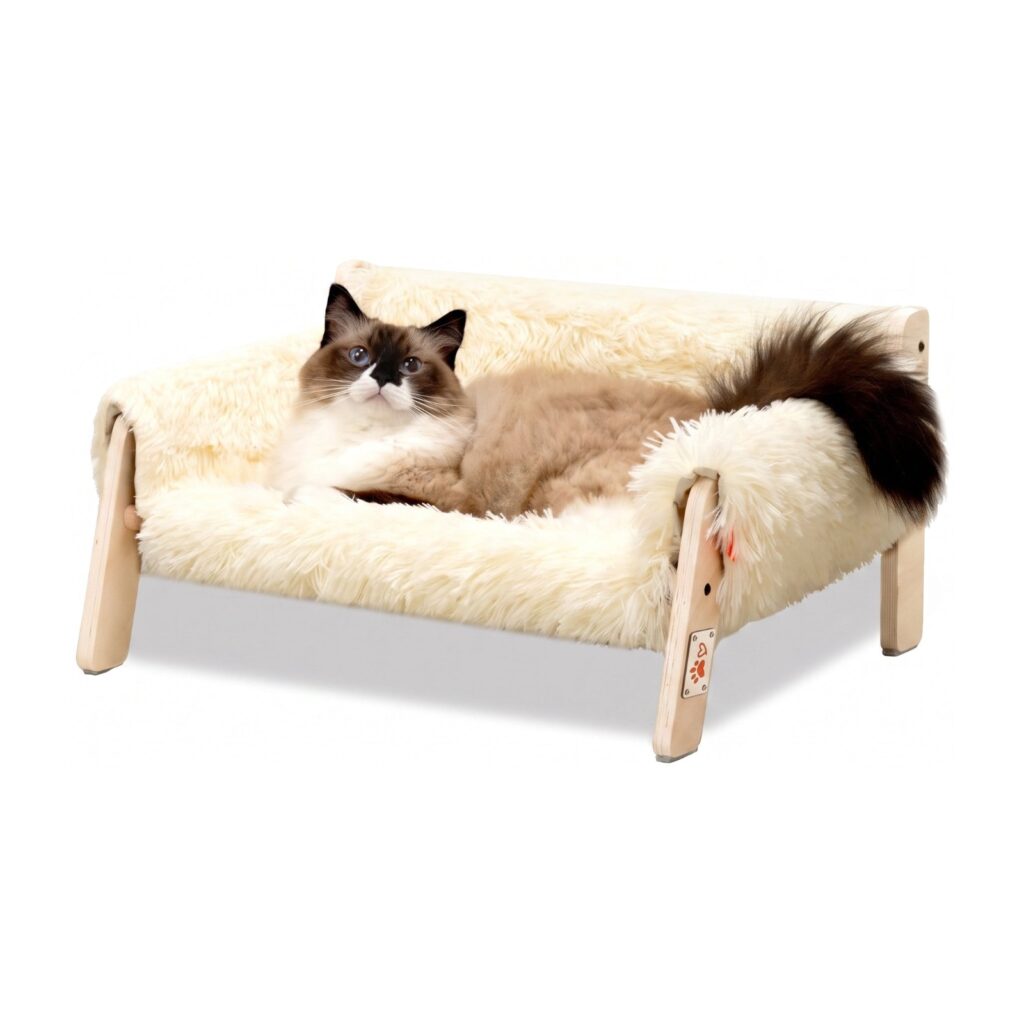 Erhöhtes Katzensofa aus Holz